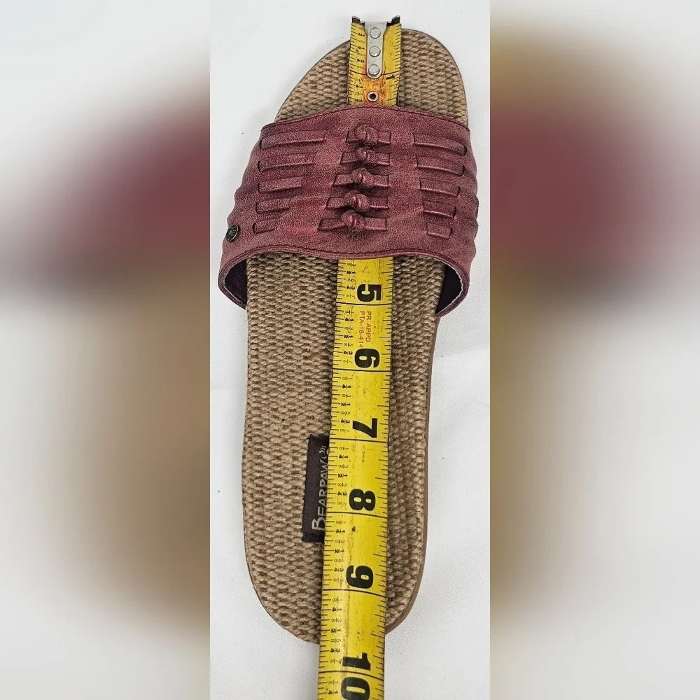 Bearpaw Women's Cedars Wine Faux Leather Slide Sandals Lightweight Casual Size 7
